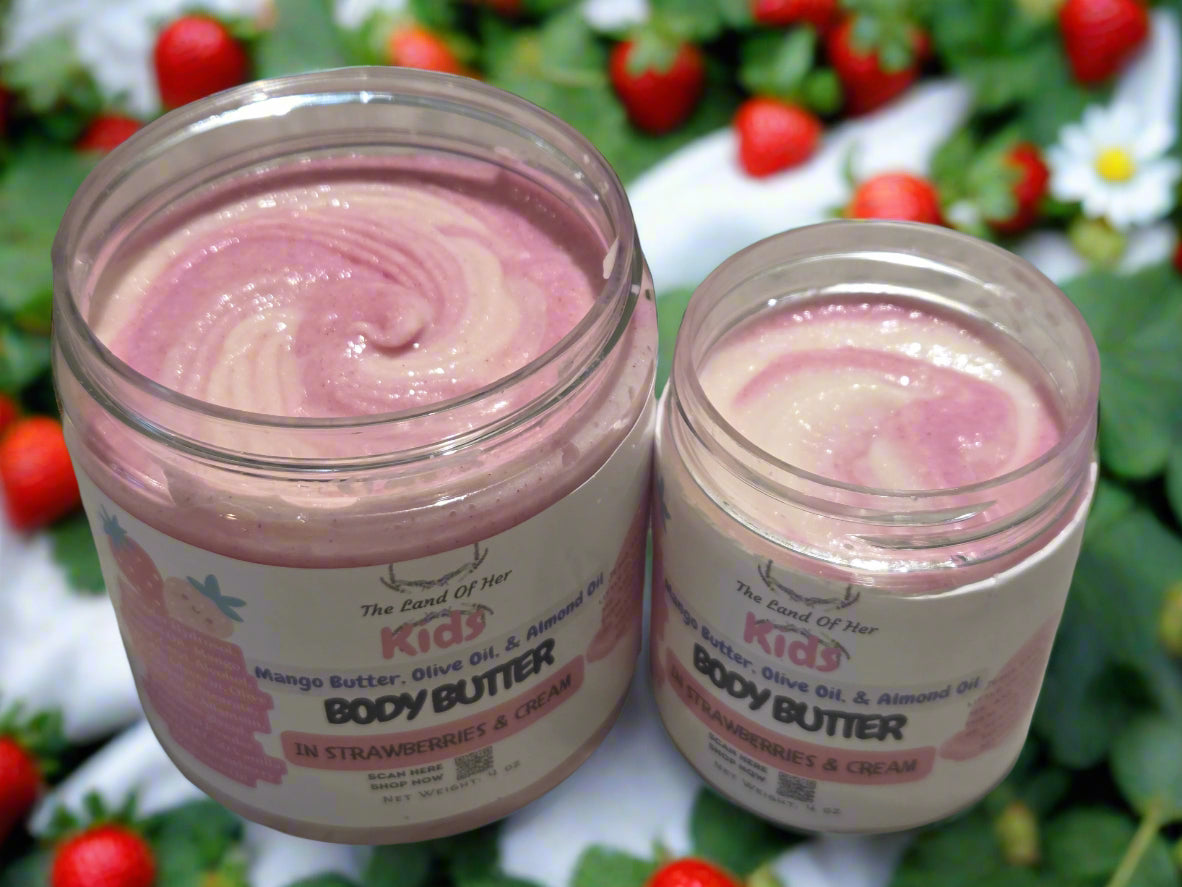 Land of Her for Kids-Strawberries and Cream Body Buter - in Pink and White Ombre 8oz