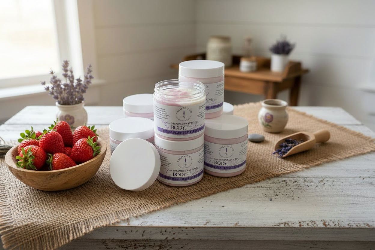 Land of Her for Kids-Strawberries and Cream Body Buter - in Pink and White Ombre 8oz