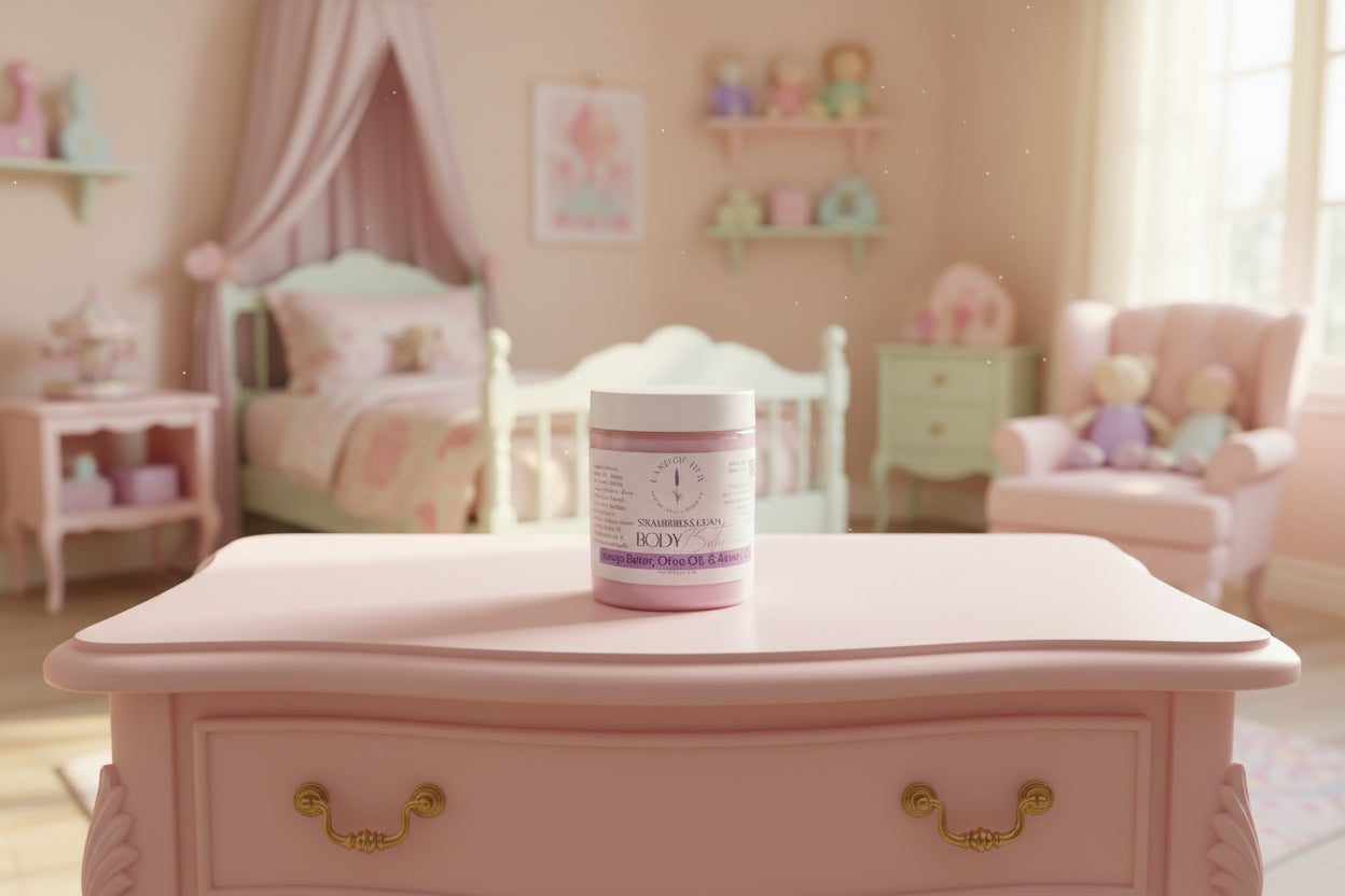 Land of Her for Kids-Strawberries and Cream Body Buter - in Pink and White Ombre 8oz